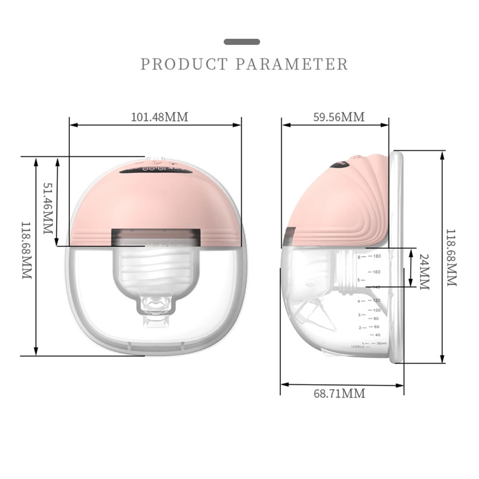 Wearable Breast Pump Super Silent Hands Free Electric Breast Pump Comfort Milk Collector for Breastfeeding with 24Mm Flange